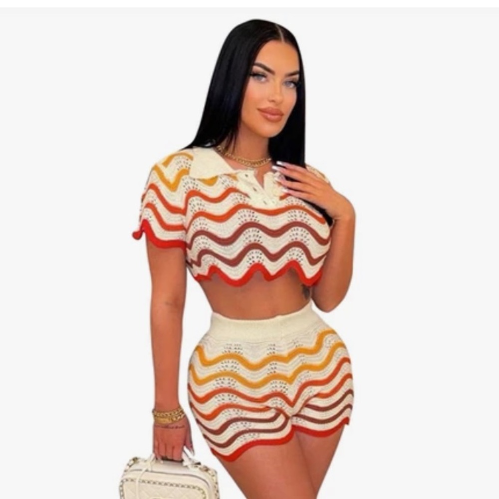 Cute two piece set crochet or knit set